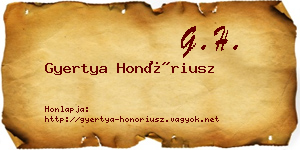Gyertya Honóriusz névjegykártya